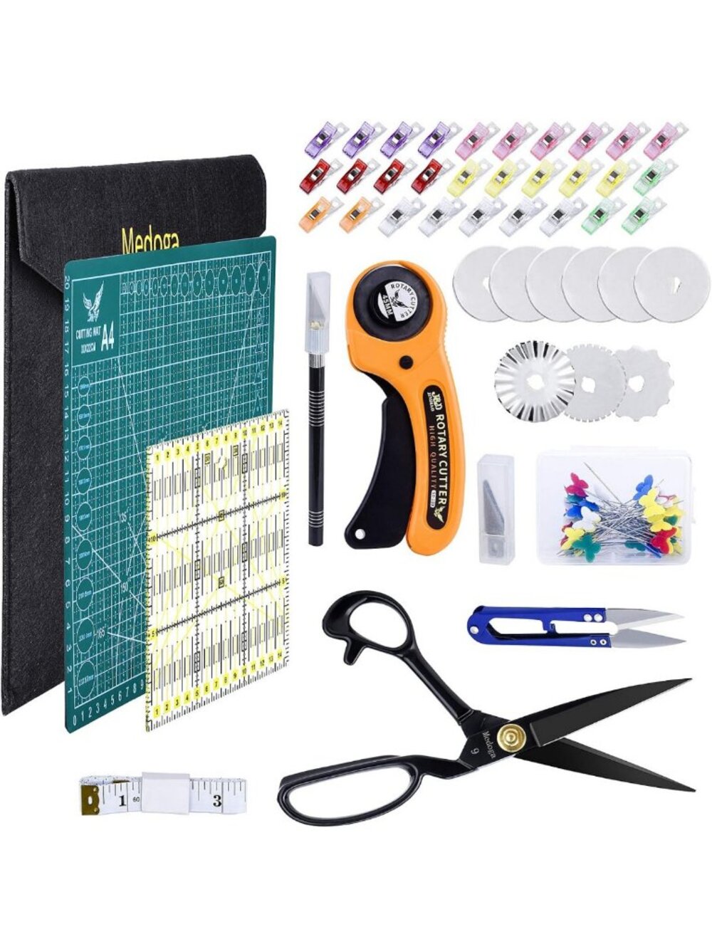 104Pcs Rotary Cutter Set with Cutting Mat, Patchwork Ruler & Carving Knife for